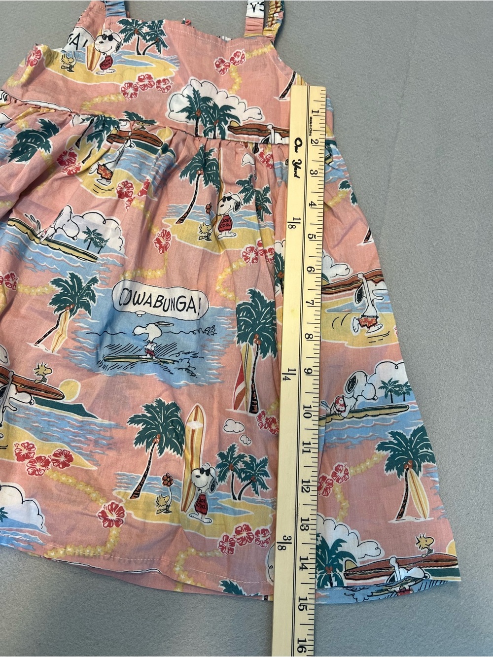 Reyn Spooner x Peanuts Girls Sundress Size 2 T Surfing Snoopy Back Zip - Picture 10 of 11